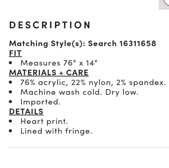 TORRID KNIT SCARF - HEARTS IVORY NWT - Picture 4 of 4